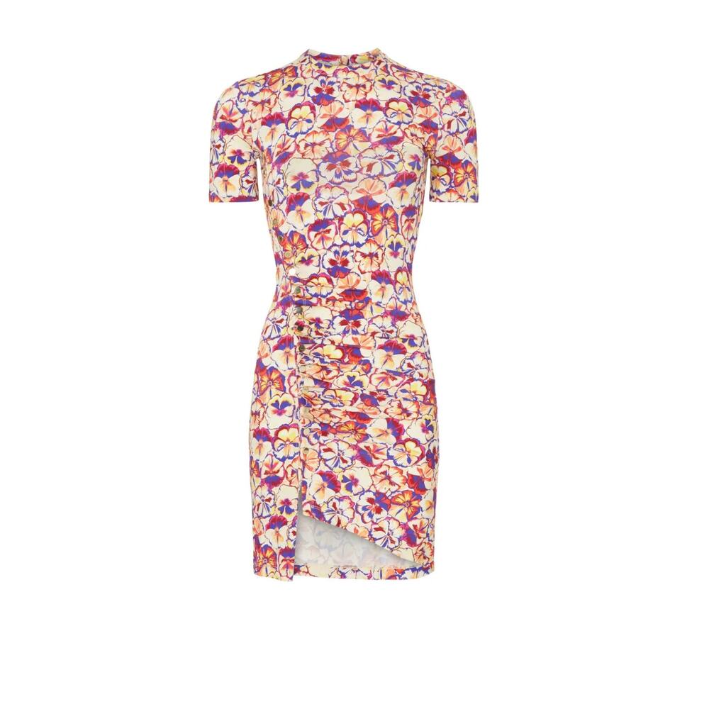 Paco Rabanne Ruched Floral Bodycon Silhouette Sheath Mini Dress, Sz 38, Rt. $810